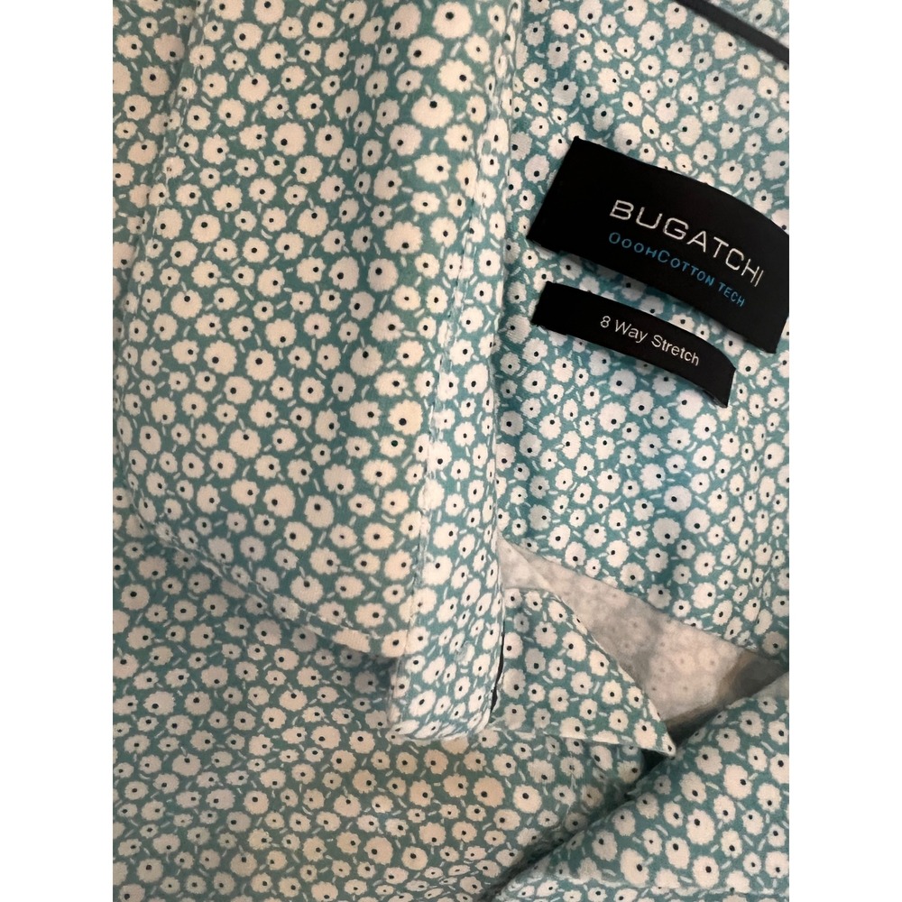 Bugatchi OoohCotton Tech Mens Shirt Mint Green XXL. 8-Way Stretch Short Sleeve - Picture 5 of 6